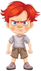 Washable wall murals Kids Vector illustration of a frowning young boy
