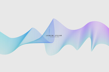 Abstract blue line wave in white background. Vector illustration. 