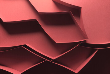 Abstract pattern made of red paper, texture background