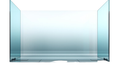 An empty glass box on a white background, symbolizing emptiness and transparency