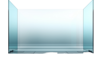 An empty glass box on a white background, symbolizing emptiness and transparency