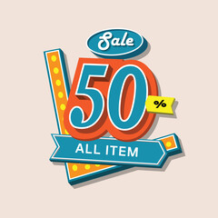 Sale discount icons Special offer price signs percent off reduction symbols Colored elements Vector retro sign style