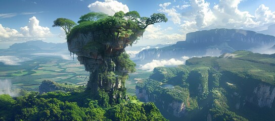 A Tree Growing on a Rock A Surreal Scene of Nature's Wonders Generative AI