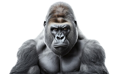Fototapeta premium A majestic gorilla with an unusually large head and muscular chest standing tall in the wild