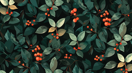 Stylized botanical pattern on a dark green background