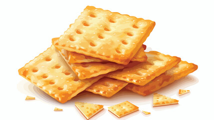 Tasty crispy square crackers isolated on white