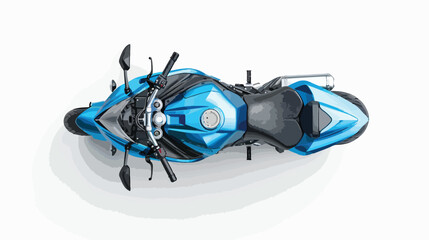 Top view of realistic glossy blue sport motorcycle