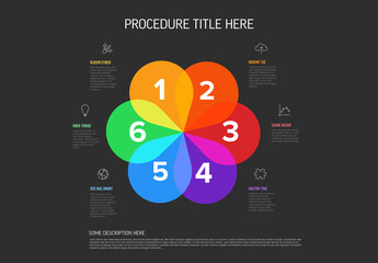 Colorful Dark Infographic Template with Six Rainbow Petal Design