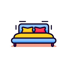 Double Bed icon on white background d lineal vector