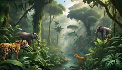 Lush Photorealistic Clipart Tropical Rainforest