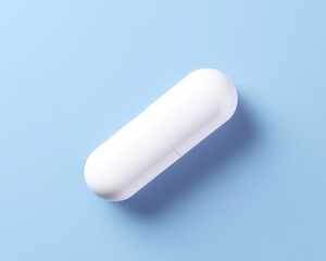 Pill isolated on light blue background. Macro shot. Ai Generative