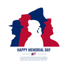 Memorial Day banner with silhouettes of soldiers and space for text.Vector illustration.