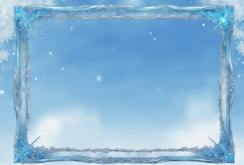 Frosty Winter Wonderland: Snowy Cold Frame Illustration - obrazy, fototapety, plakaty