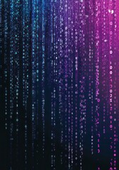 Obraz premium Virtual matrix 3D background, representation for business. Futuristic data techno binary code neon glowing background.