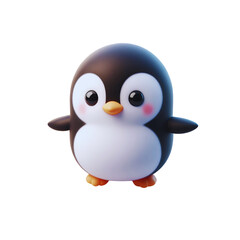 Cute penguin happy 3D render illustration