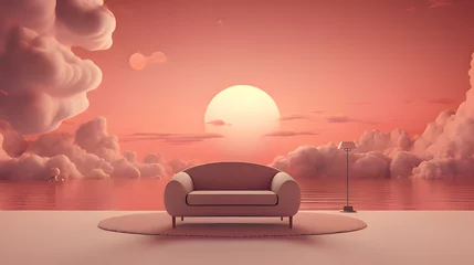 Poster sunset in the desert. Generative AI © HUIWON