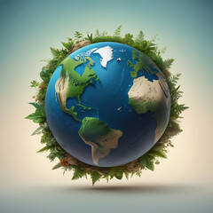 Illustration for the holiday "Earth Day" on a neutral background with space for text