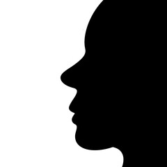 Two faces silhouette black and white illustration, people 