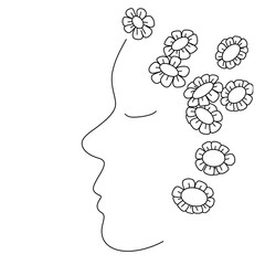human head silhouette with flowers