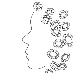 human head silhouette with flowers