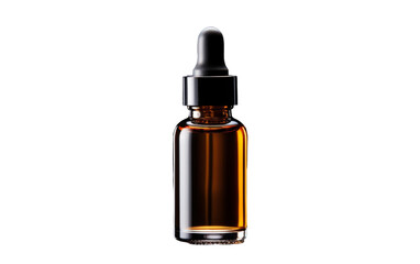 Fototapeta premium A brown glass bottle with a sleek black dropper is showcased, embodying elegance and sophistication