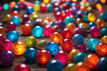 Fototapeta na wymiar christmas balls on a glass colorful pattern ai generative 