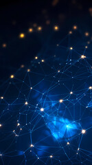 Fototapeta premium Connected lines and dots on dark blue background