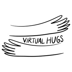Doodle sketch style of Virtual hugs vector illustration for concept design. - 774784740
