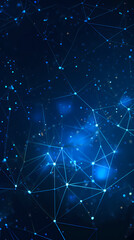 Connected lines and dots on dark blue background