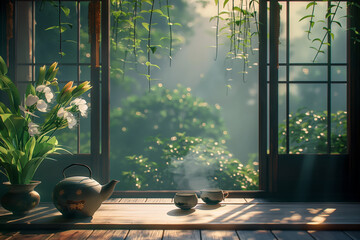 summer morning with tea