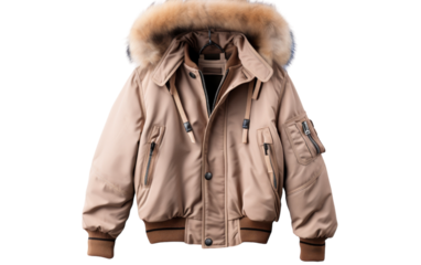 A stylish jacket with a fur collar and hood exudes a sense of sophistication and warmth