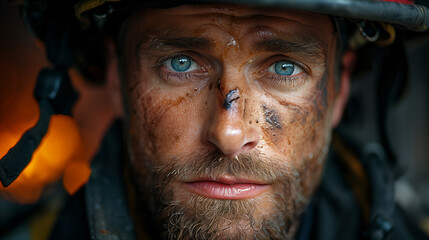 A firefighter overcome with exhaustion 