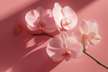 Elegant Orchid Bloom on Minimalist Pink Background