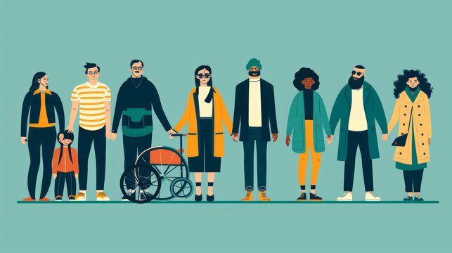 concetto di sostegno alla comunit&agrave;, persone che lavorano insieme in riga  , senso di comunione e amicizia, giornata mondiale della solidariet&agrave;