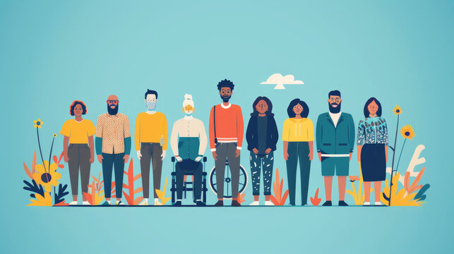 concetto di sostegno alla comunit&agrave;, persone che lavorano insieme in riga  , senso di comunione e amicizia, giornata mondiale della solidariet&agrave;