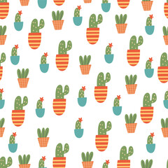 seamless pattern with green cactus 
