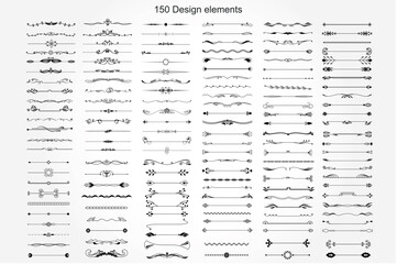 150 Vector Exquisite Ornamental and Page Decoration Designs elements. - 774791111