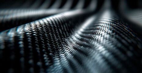 Panoramic texture of black and gray carbon fiber - AI generated image