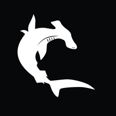 flat head shark icon on black