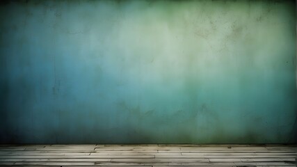 A grunge, antique, flat texture surface background with a gradation from green to blue.