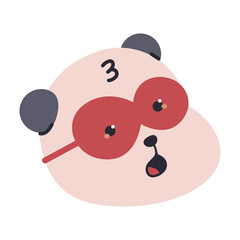 Cute panda emotion in superhero mask vector cartoon sign isolated on a white background.