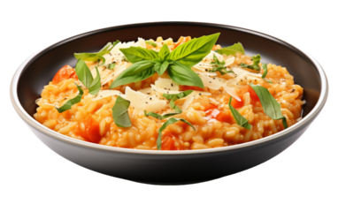 A beautifully crafted bowl of pasta adorned with a generous sprinkling of cheese and fragrant herbs