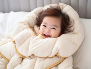 Little Girl Laying Down in Bed