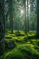 Naklejka premium Lush Green Grass Forest