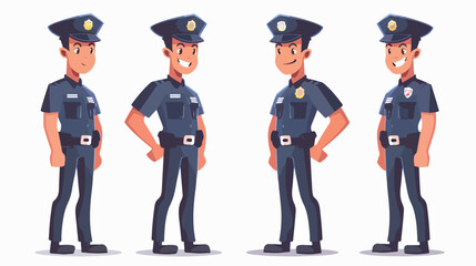 Smiling officer policeman standing flat vector