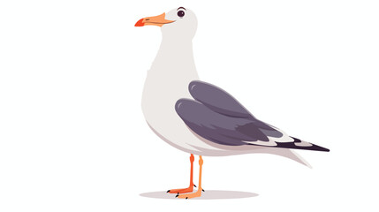 Smiling seagull on white background flat vecto