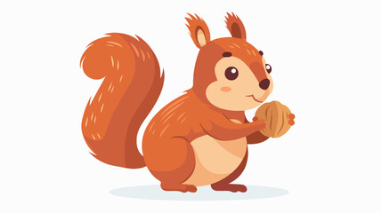 Squirrel holding a nut flat vector isolated on