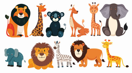 Cartoon wild animals flat vector