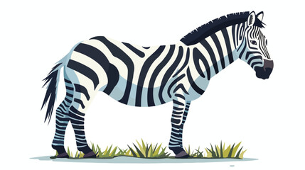 Fototapeta na wymiar Zebra standing in the savannah flat vector isolated