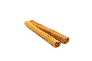 Ceylon cinnamon.Cinnamon sticks isolated on white background. Cinnamon roll and powder. Spicy spice for baking, desserts and drinks. Fragrant ground cinnamon. Close-up. Place for text. copy space